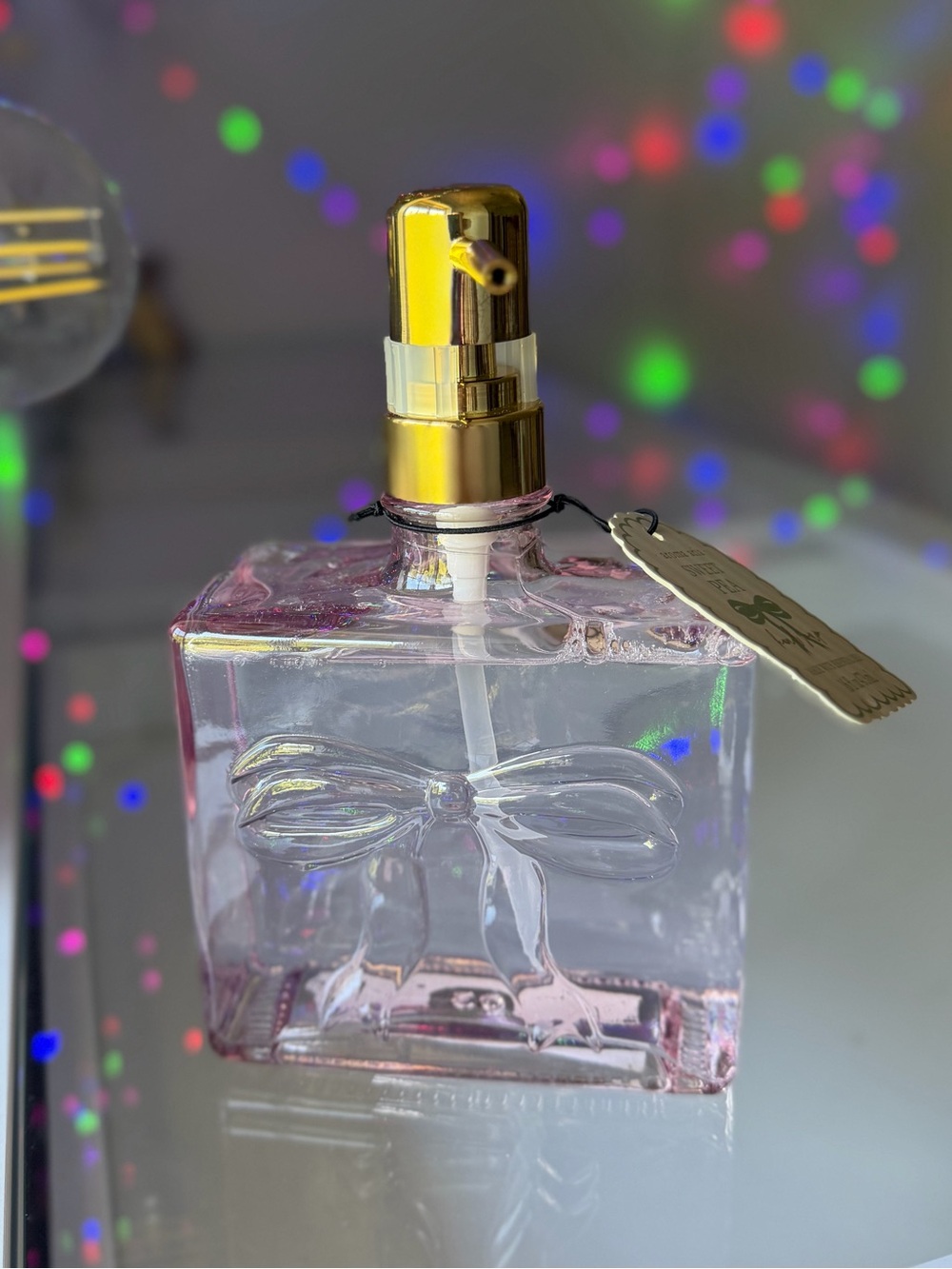 Aroma aria luxury hand soap bow design dispenser sweet pea scent 16OZ NEW
